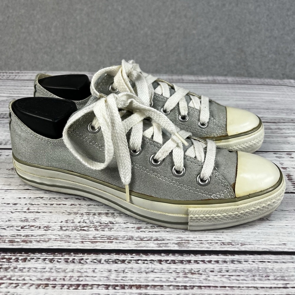 Converse Chuck Taylor All Star Gray Silver Sparkly Low Top Womens 10